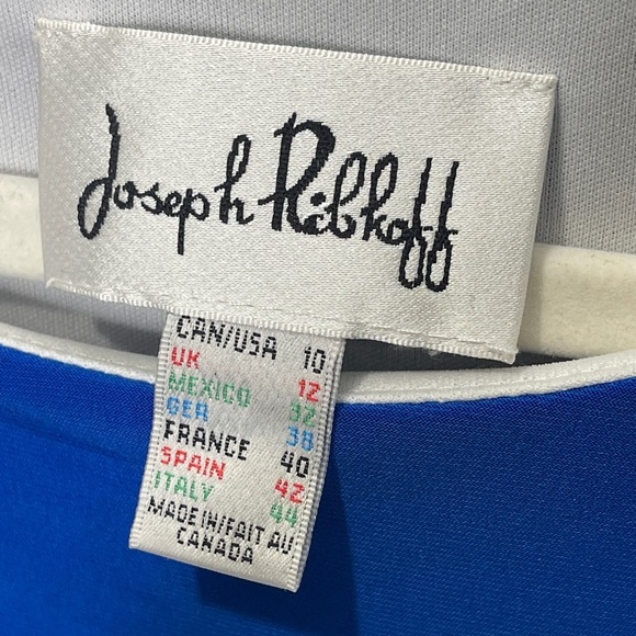 Joseph Ribkoff Silky Knit Diagonal Colour Block Stretch Jersey Dress US Size 10 - Picture 3 of 4